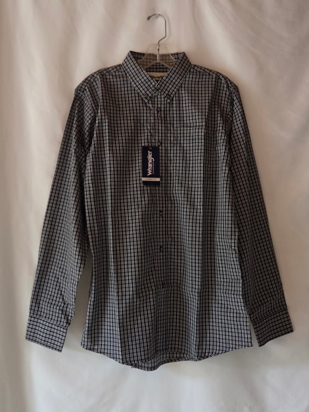 Wrangler Riata Boys Classic Fit Black White Plaid Button Down Shirt Size XXL NEW